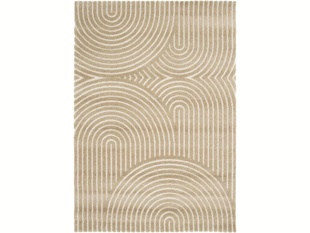 Vloerkleed Cessonte 230x160 cm in kleur 861, met rustig beige patroon en ronde lijnen