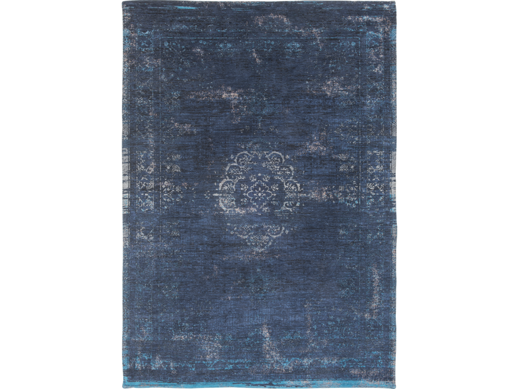 Vloerkleed Tansello 240x170 cm in blauw, vlakgeweven met subtiel vintage patroon en rustige uitstraling