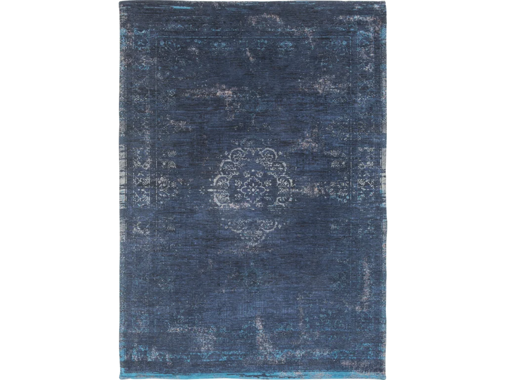 Vloerkleed Tansello 240x170 cm in blauw, vlakgeweven met subtiel vintage patroon en rustige uitstraling