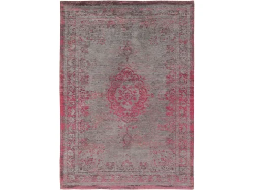 Vloerkleed Baarry 240x170 cm, vlakgeweven grijs-rood met klassiek patroon en rustige uitstraling