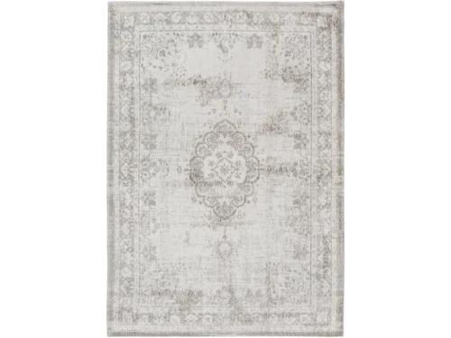 Vloerkleed Cietil 200x140 cm in lichtgrijs, vlakgeweven met klassiek patroon en rustige, stijlvolle uitstraling