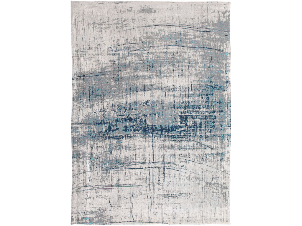 Vloerkleed Foobia 280x200 cm, vlakgeweven in grijs-blauw met subtiel abstract patroon