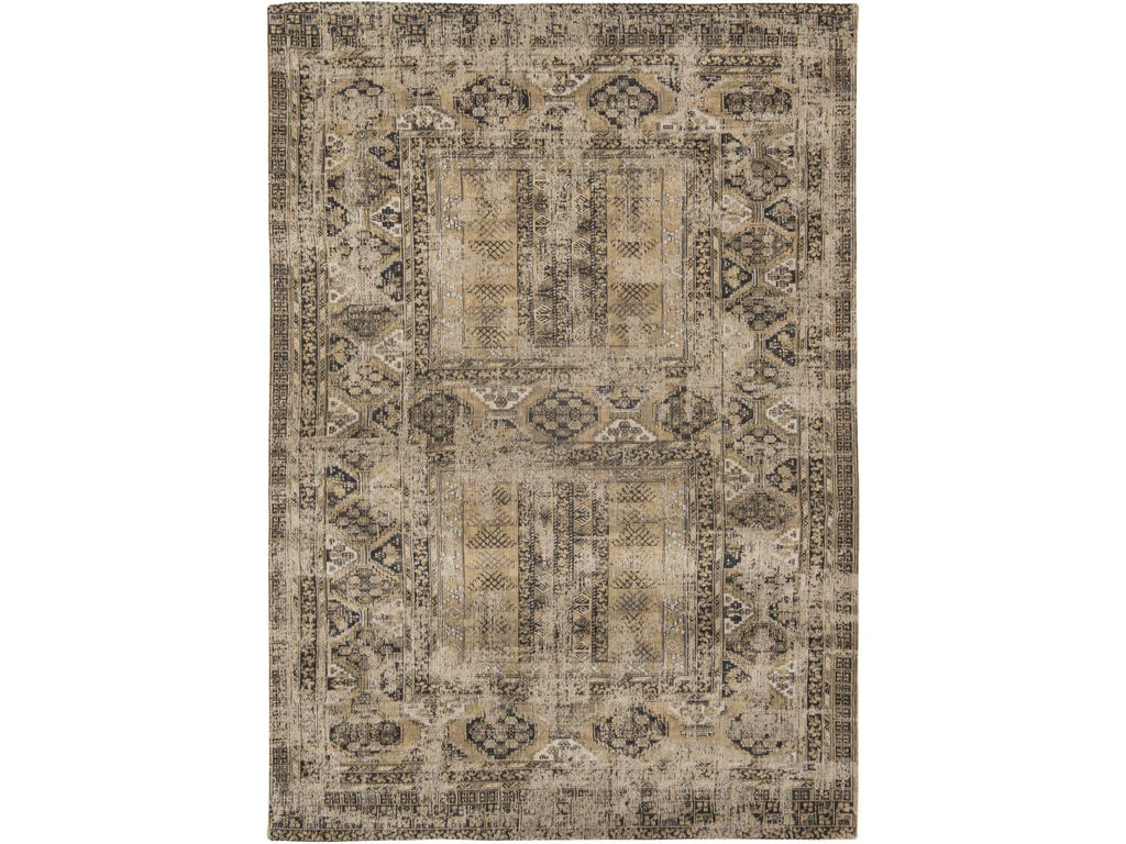 Woonaccessoire Brurna polyester vloerkleed met vlakgeweven structuur en rustige beige patroonprint