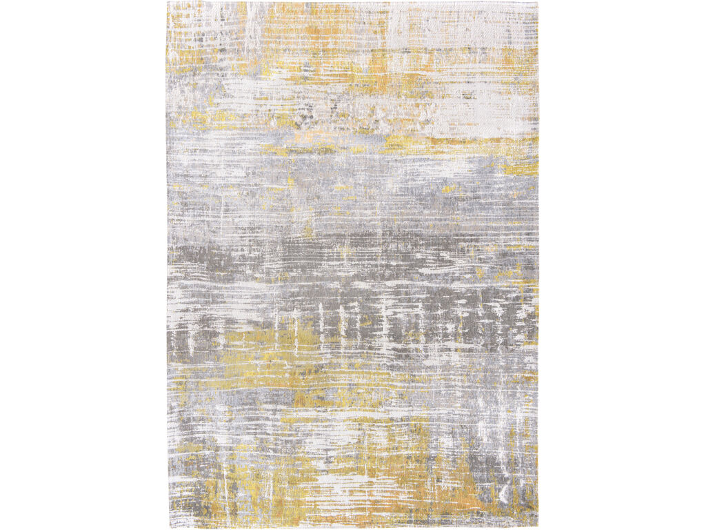 Vloerkleed Proltine 200x140 cm, vlakgeweven polyester in grijs-geel met abstracte textuur en rustige uitstraling