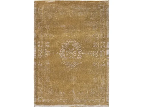 Vloerkleed Tusero 240x170 cm in goudtint, vlakgeweven polyester met subtiel vintage patroon