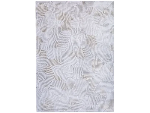 Vloerkleed Zonsum 280x200 cm, vlakgeweven met abstract patroon in rustige lichte tinten