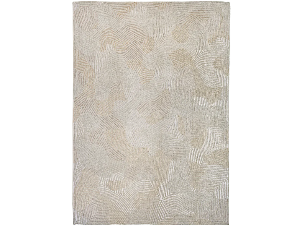 Vloerkleed Haunsen 280x200 cm, vlakgeweven polyester in kleur 9229 met subtiel abstract patroon in beige en wit