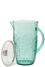 Karaf Hooldino kunststof blauw, transparant aqua, met deksel en handvat voor dagelijks gebruik