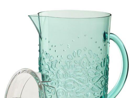 Karaf Hooldino kunststof blauw, transparant aqua, met deksel en handvat voor dagelijks gebruik