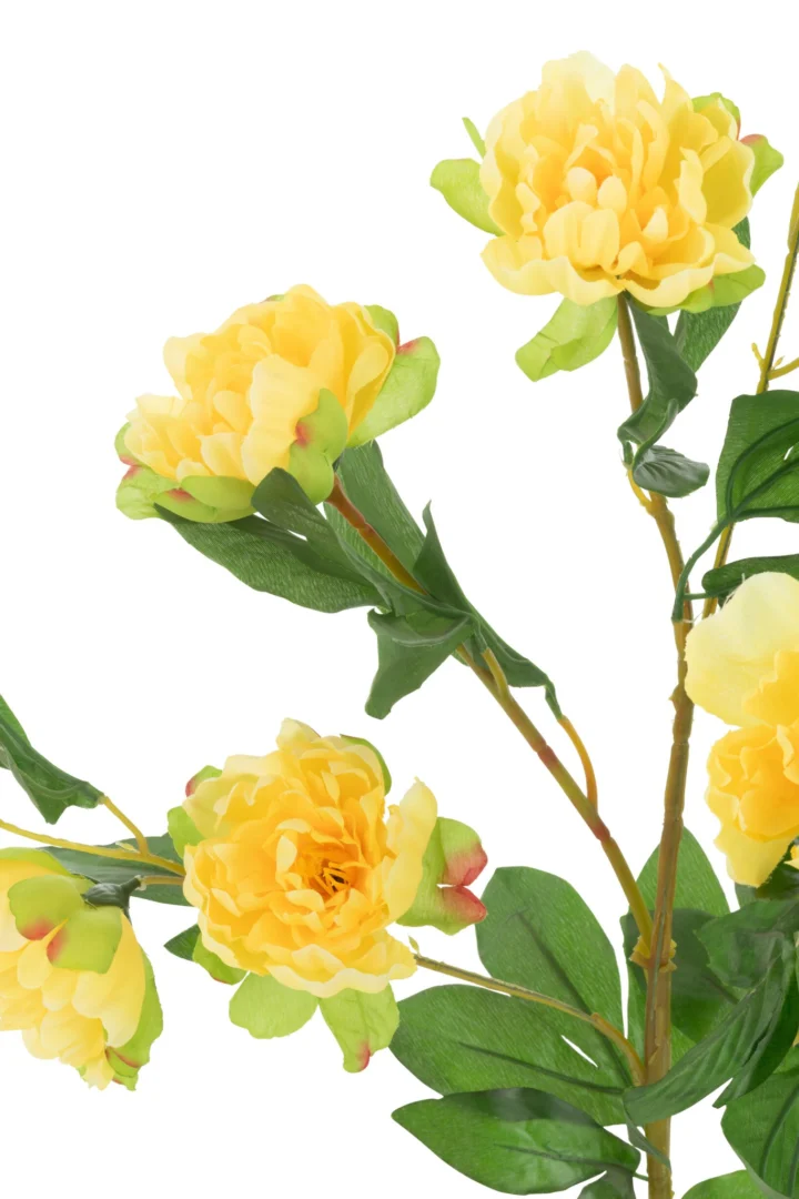 Kunstbloem Rullos Beton Geel met volle gele bloemen en groene bladeren, decoratief en sfeervol interieuraccessoire