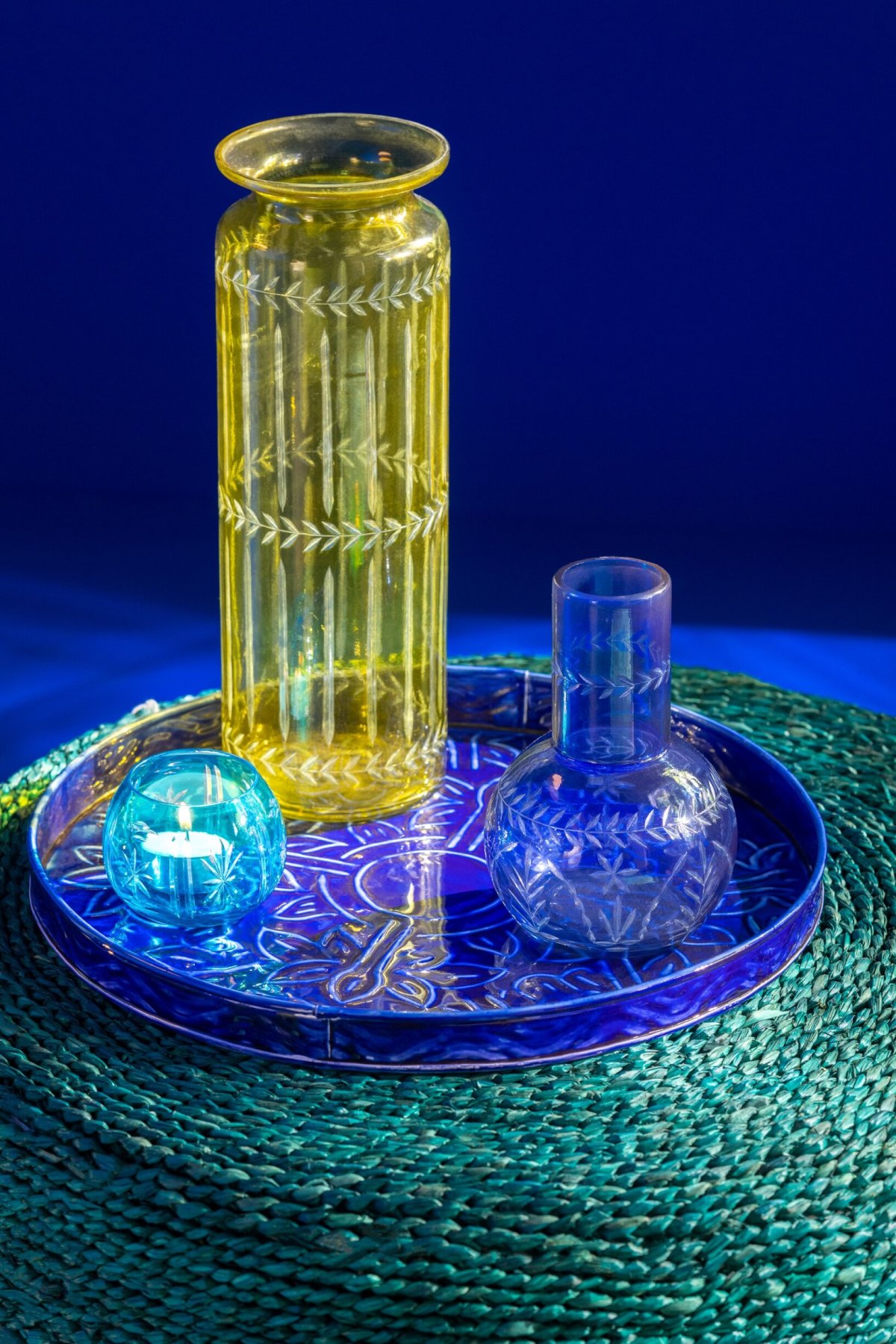 Vaas Keenta Glas Meerkleurig H30 cm - Set van 3