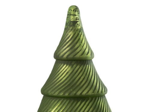 Kerstboom Sluvil van groen geoxideerd glas met ribbelstructuur, 30 cm hoog, decoratief en compact