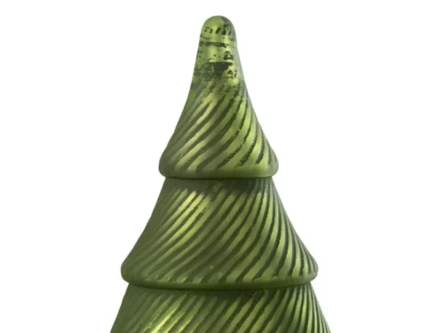 Kerstboom Sluvil van groen geoxideerd glas met ribbelstructuur, 30 cm hoog, decoratief en compact