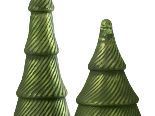 Kerstboom Giesun glas groen met geoxideerde ribbelafwerking, 41 cm hoog, decoratief winteraccent