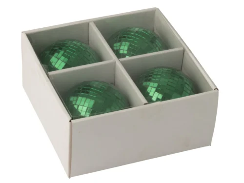 Spiegel Vuntond Groen set van 4 spiegelende kerstballen in luxe geschenkdoos, 11 x 11 cm