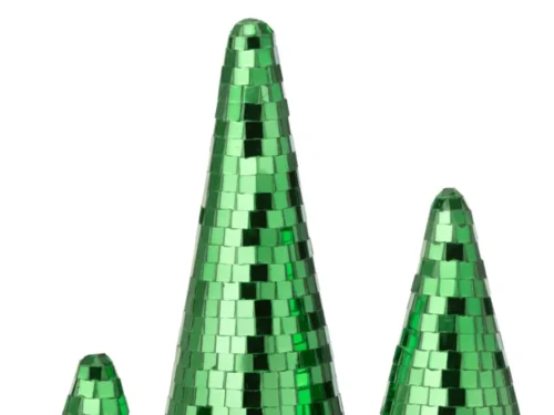 Spiegel Skoskas Groen met boomvormige kegelvorm en glanzende mozaïektegels, 33 x 12,5 cm