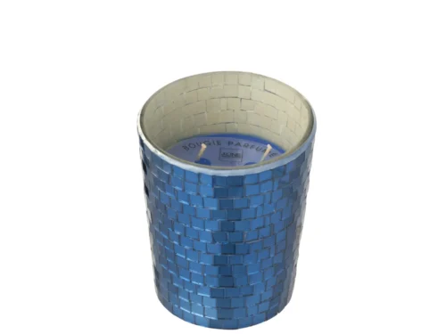 Spiegel Bommino Blauw, mozaïek glazen woonaccessoire met rustige uitstraling en warme sfeer