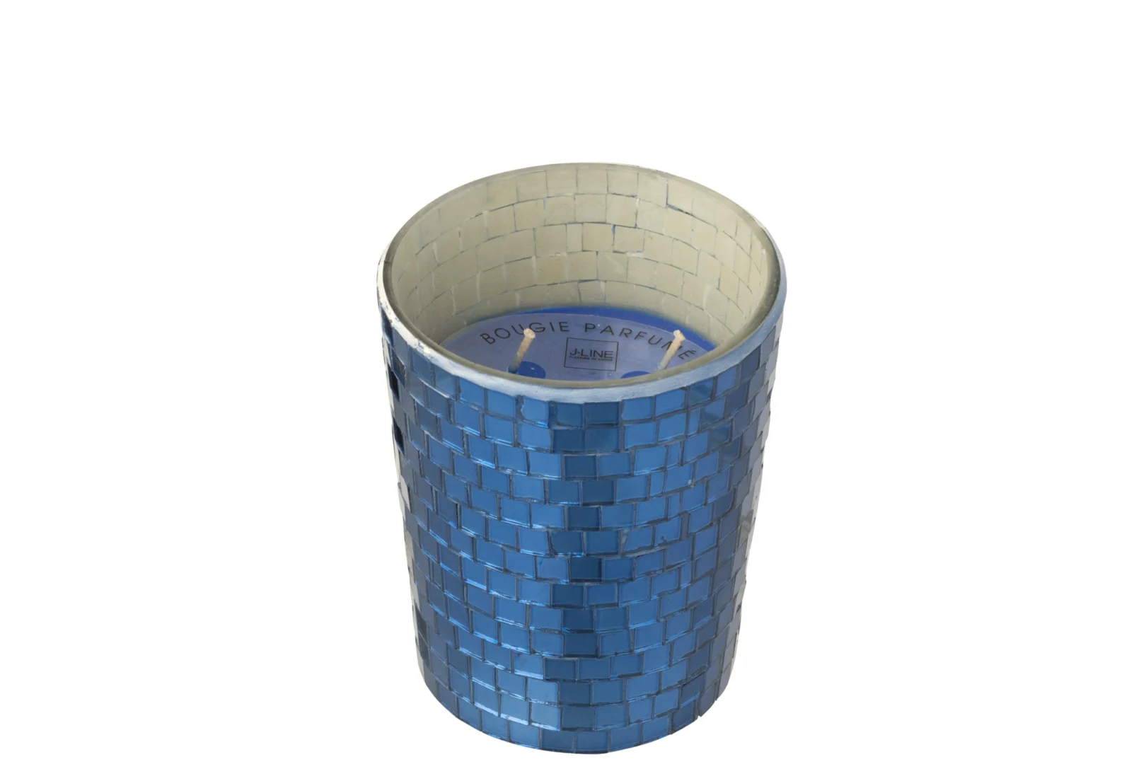 Spiegel Bommino Blauw, mozaïek glazen woonaccessoire met rustige uitstraling en warme sfeer