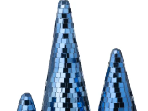 Spiegel Kintor Blauw 33x12,5 cm, conische blauwe mozaïekvorm met glanzende glaslook