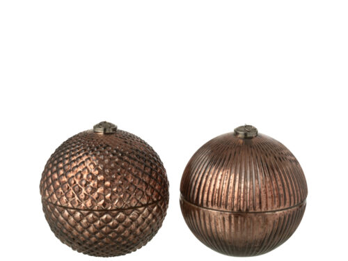 Geurkaars Kammino bruin glas set van 2 met ribbel- en reliëfpatroon, sfeervol en stijlvol interieuraccessoire