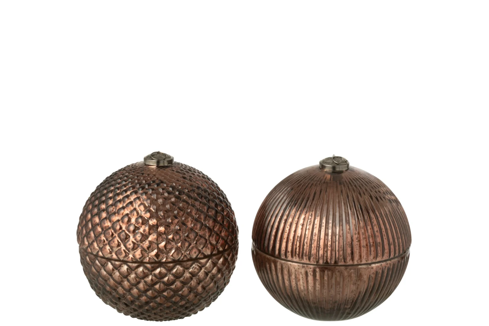 Geurkaars Kammino bruin glas set van 2 met ribbel- en reliëfpatroon, sfeervol en stijlvol interieuraccessoire