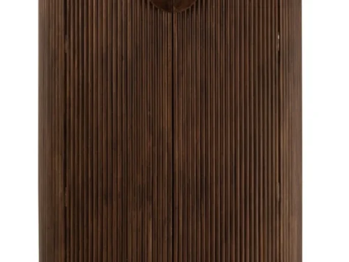 Barmeubel Trauvis Bruin 55 cm van mangohout met ribbeldeuren en ronde greep, slank en stoer ontwerp