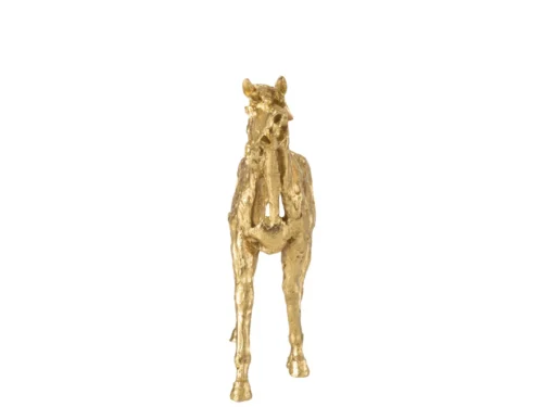 Beeld Braammo goudkleurig polyresin paardenbeeld in galopperende vorm, H36,5 cm