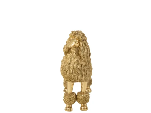 Gouden decoratie poedel Hensy van polyresin met speelse, luxe uitstraling en opvallend formaat