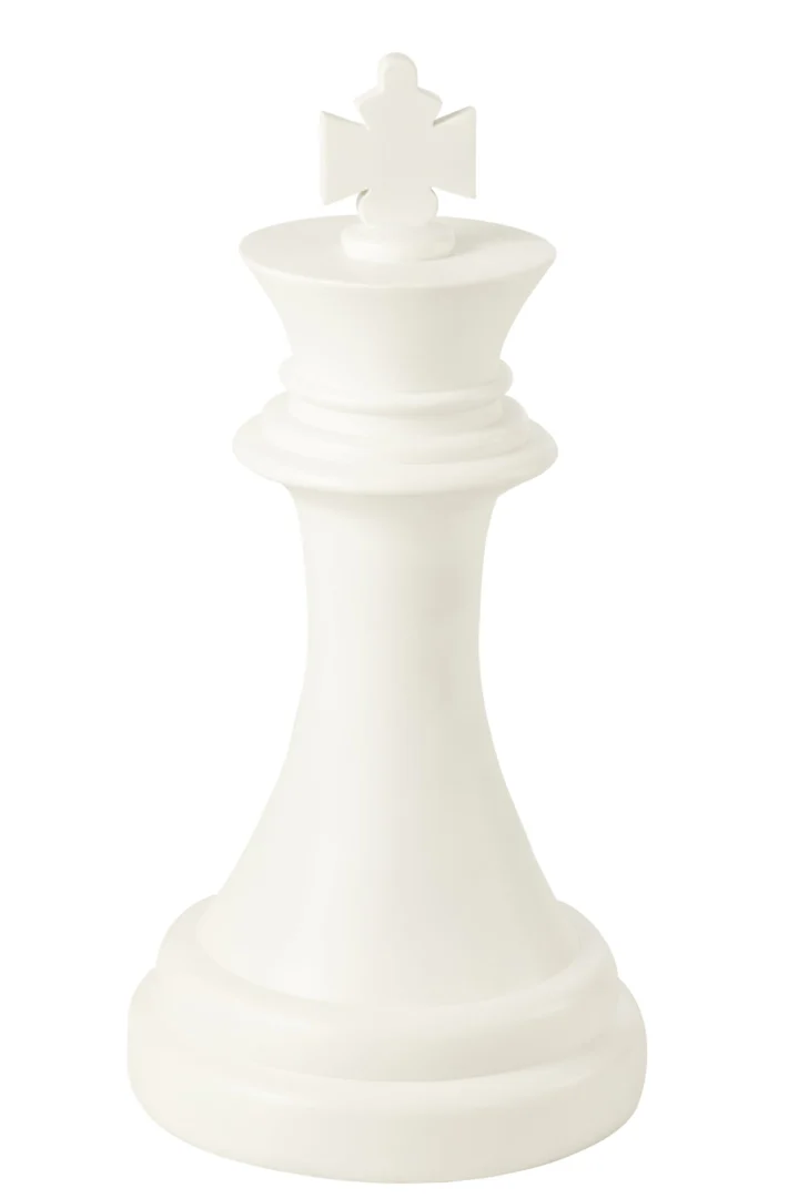 Woonaccessoire Vaandone witte polyresin schaakkoning, 70 cm hoog met strak silhouet