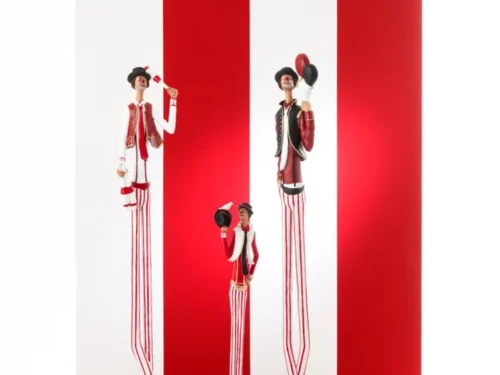 Grievano polyresin beeldenset van 3, meerkleurig, speelse figuren op zwarte voet, 127,5 cm hoog