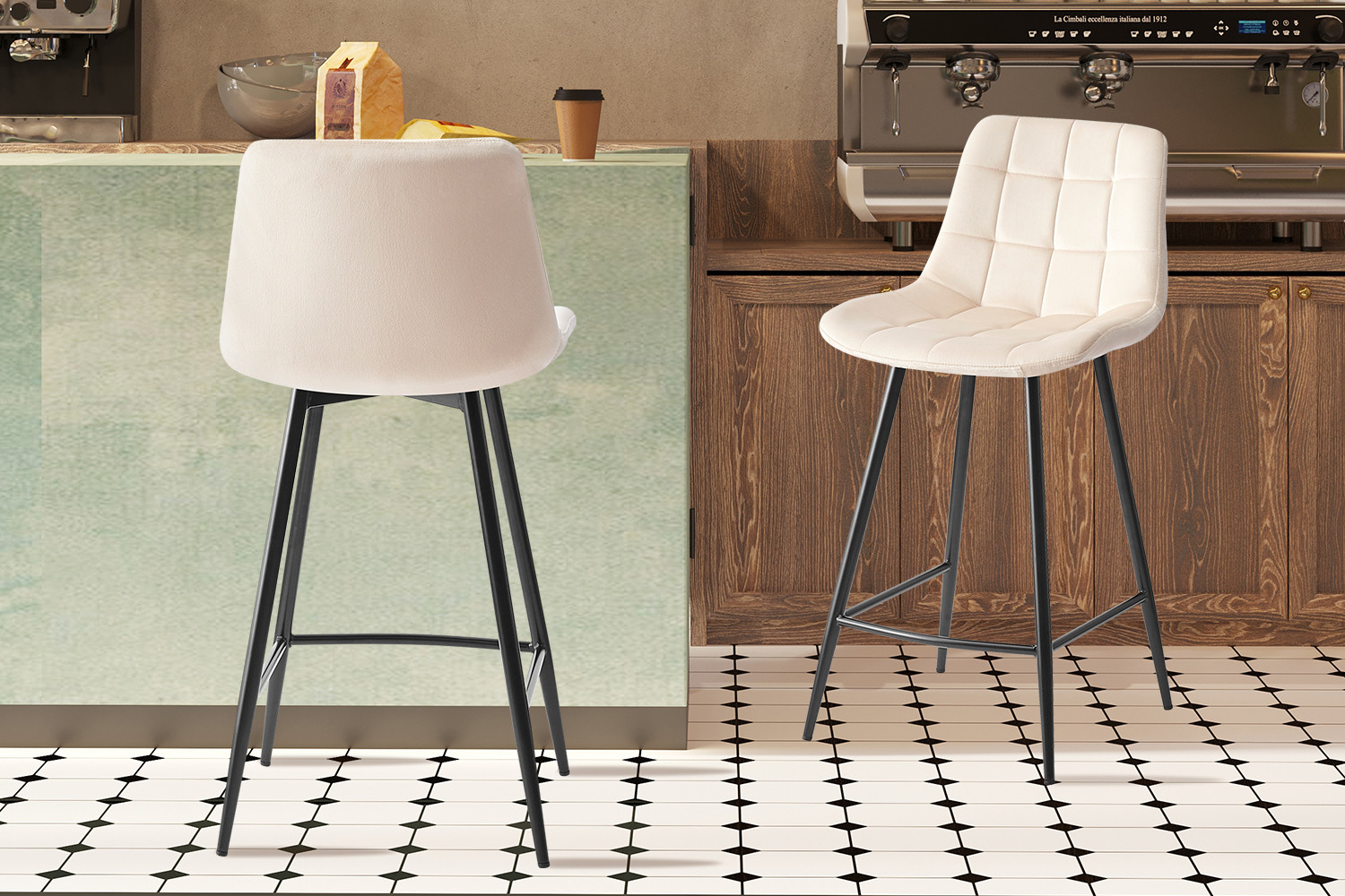 Counterstoel Nurano Velvet Beige