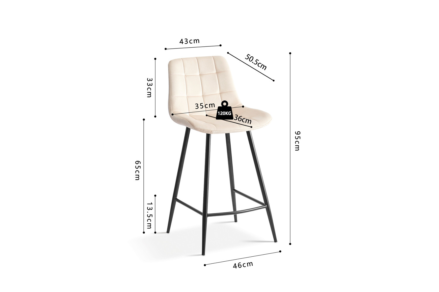 Counterstoel Nurano Velvet Beige - Afbeelding 6
