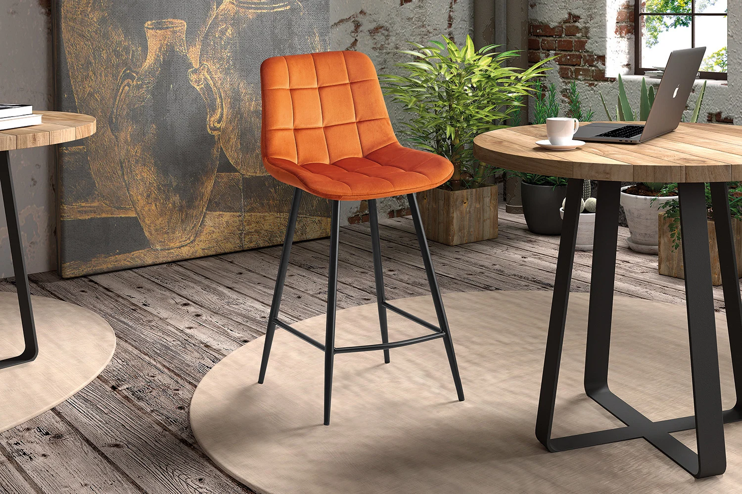 Counterstoel Skesone Velvet Oranje - Afbeelding 2