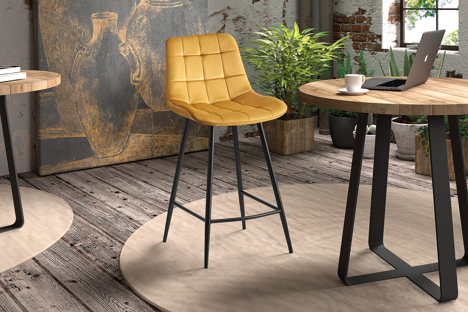 Barkruk Momy Velvet Goud - Afbeelding 2
