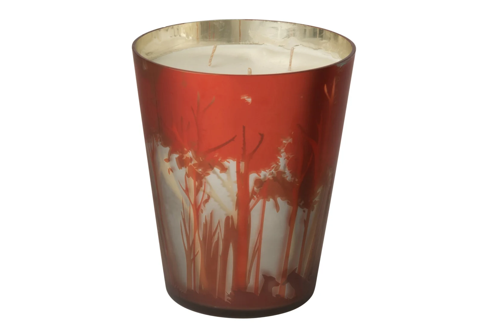 Geurkaars Peesane Rood in rood glas met druivenhoutgeur en warme, sfeervolle uitstraling