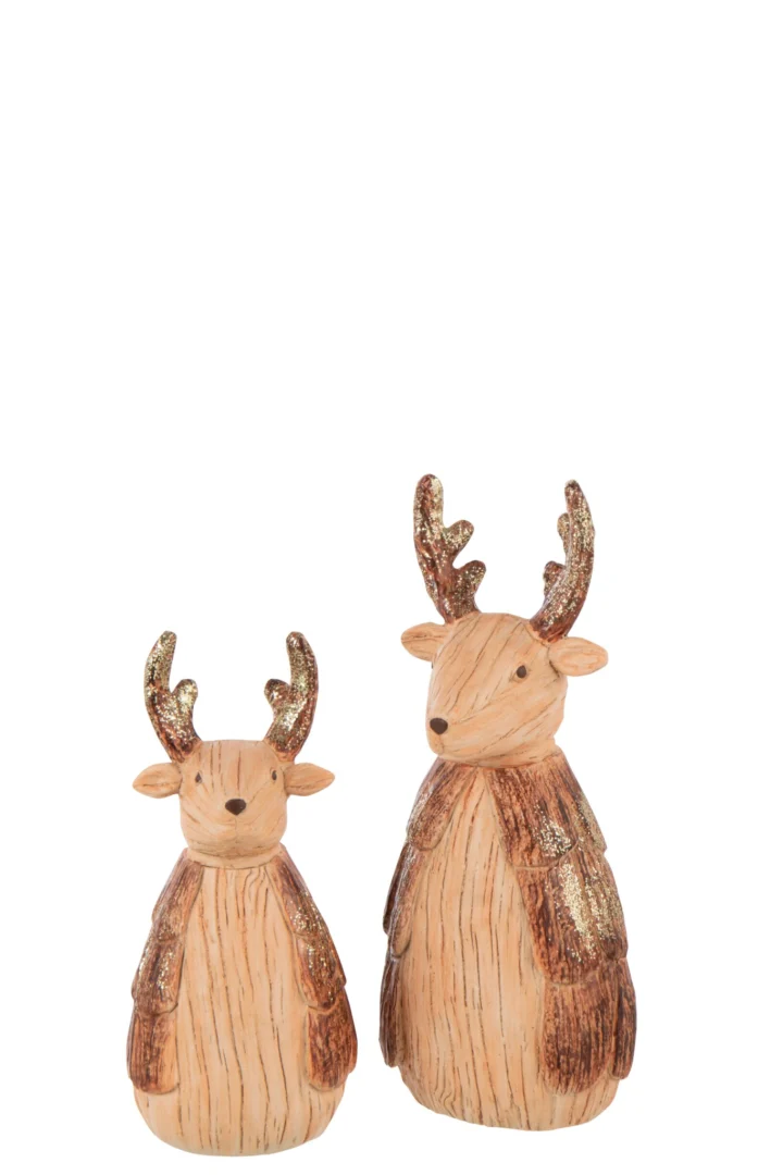 Decoratiefiguur Taannes polyresin bruine kameel met houtlook en glitterdetails, 26,5 cm hoog
