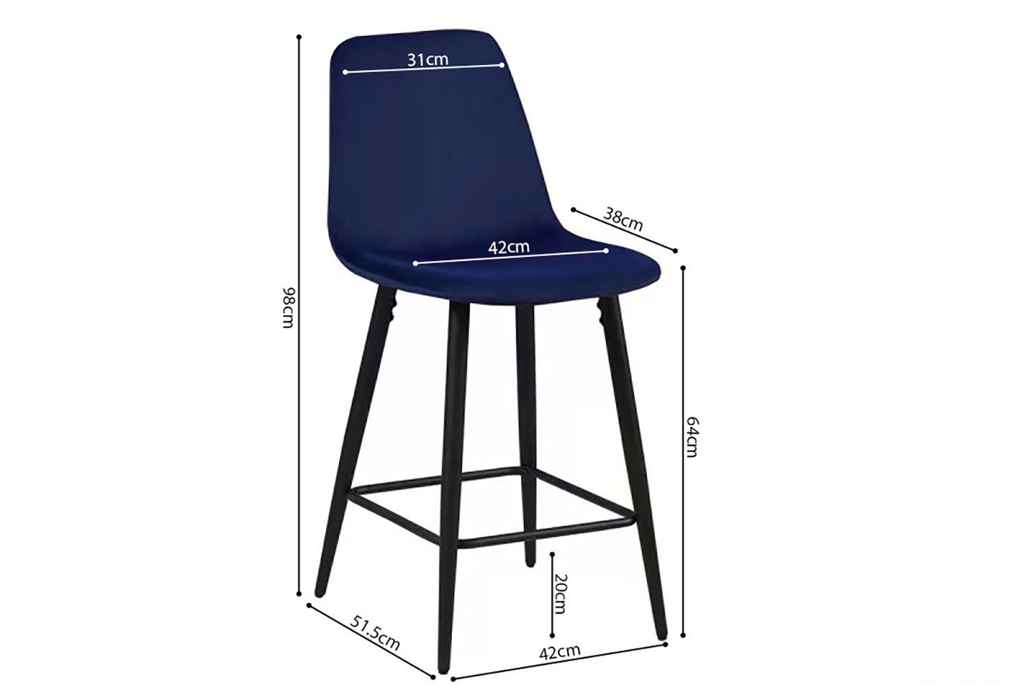 Counterstoel Binnu Velvet - Afbeelding 3