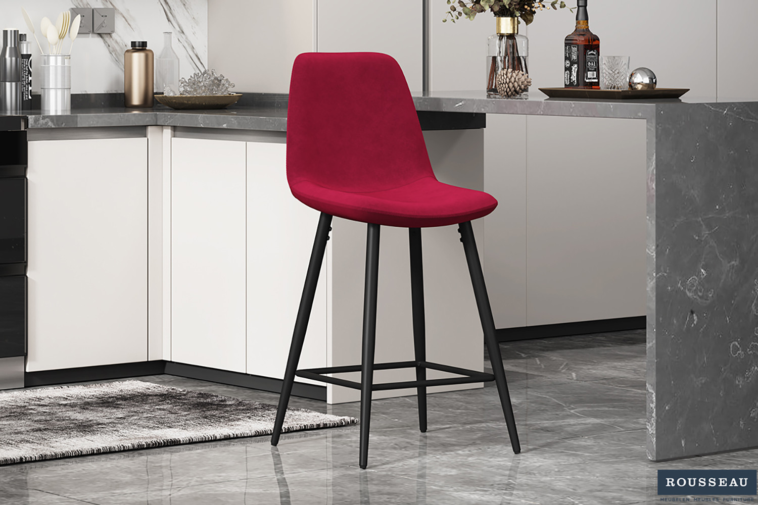 Counterstoel Birren Velvet Bordeaux
