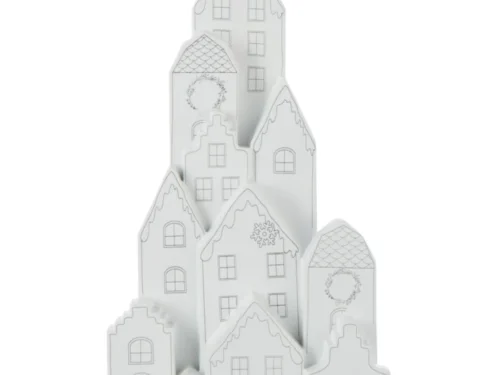 Wit Woonaccessoire Griennine met decoratieve winterhuizen en slanke, opvallende vorm