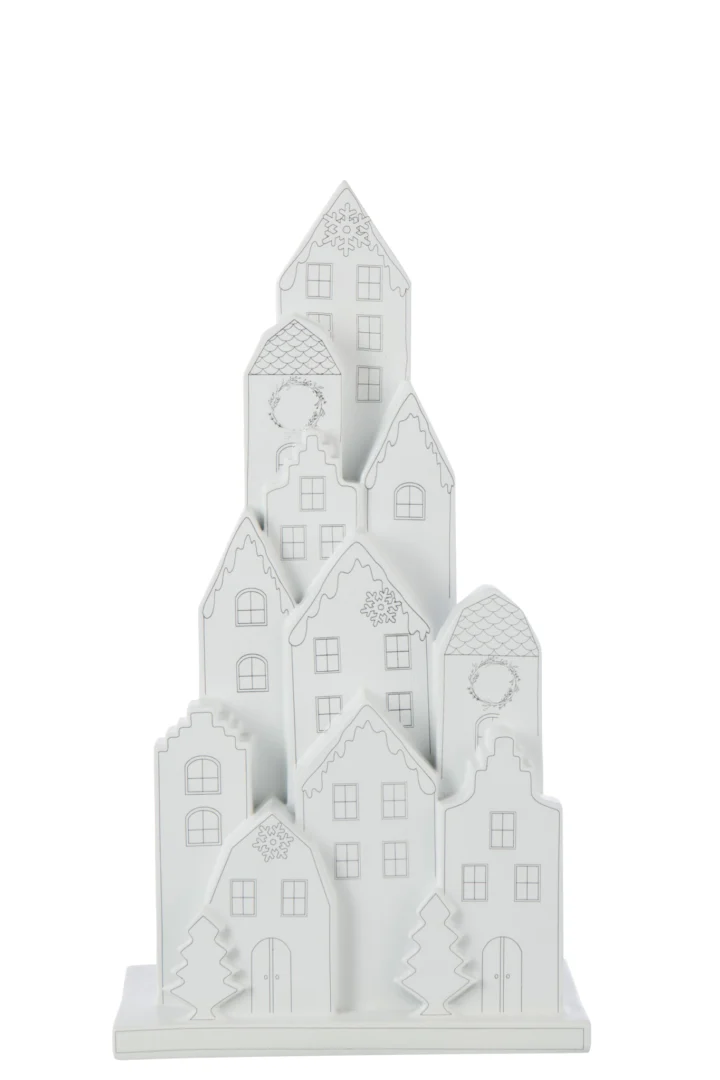 Wit Woonaccessoire Griennine met decoratieve winterhuizen en slanke, opvallende vorm