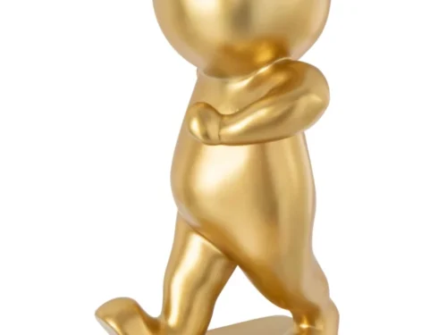 Woonaccessoire Vutaro Goud: goudkleurig beeldje van lopend figuur op sokkel, stijlvol en modern