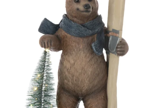 Kunstboom Jausond Meerkleurig H66,5 cm met beer, ski’s en sfeervolle winterdecoratie
