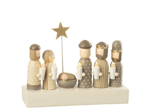 Kaars Toolella Meerkleurig met kerstfiguren, ster en warme goudtinten voor sfeervolle decoratie