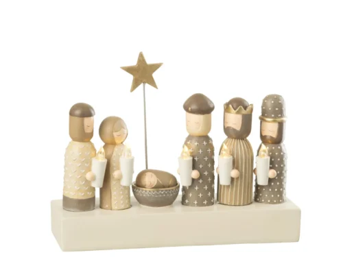 Kaars Toolella Meerkleurig met kerstfiguren, ster en warme goudtinten voor sfeervolle decoratie