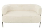 Vinton 2-zitsbank in wit bontlook met slanke zwarte metalen poten, compact en modern