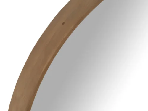 Spiegel Leide beige met houten rand, ronde wandspiegel 91 x 91 cm