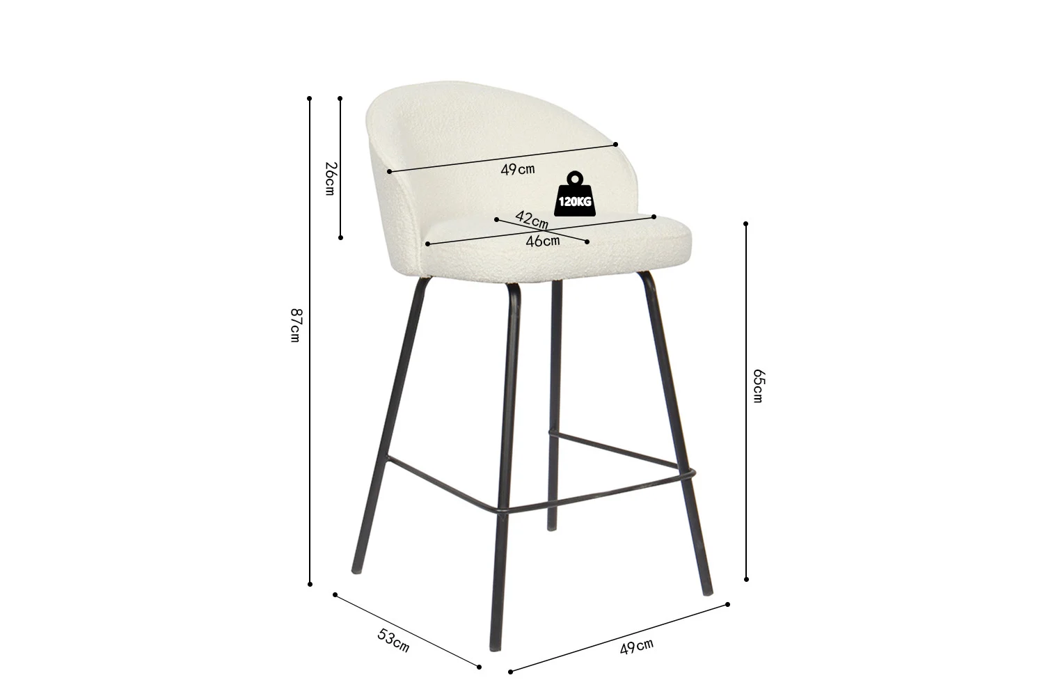 Counterstoel Emilia Bouclé Wit - Afbeelding 7