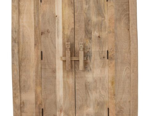Kast Liernund Naturel 110 cm van mangohout met dubbele deuren en rustieke houtnerf