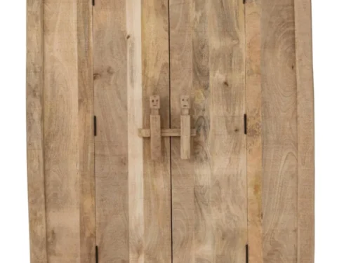 Kast Liernund Naturel 110 cm van mangohout met dubbele deuren en rustieke houtnerf