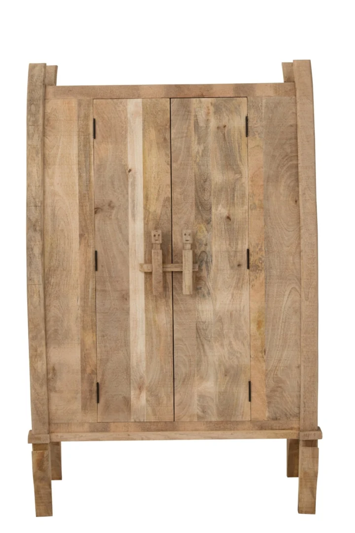 Kast Liernund Naturel 110 cm van mangohout met dubbele deuren en rustieke houtnerf